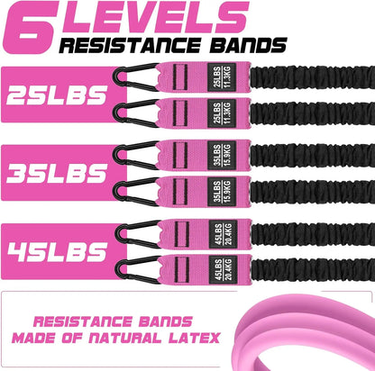 Pilates Bar Kit with 6-Level Resistance (25-90lbs)