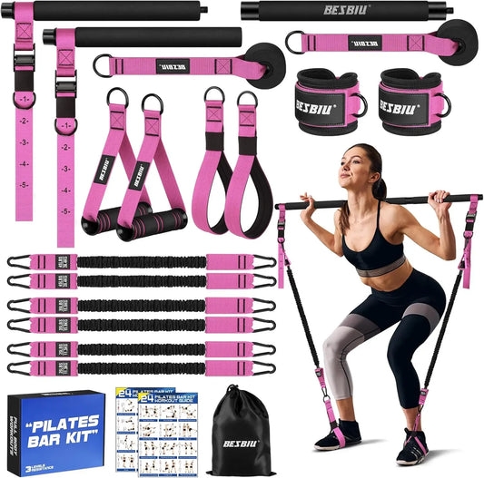 Pilates Bar Kit with 6-Level Resistance (25-90lbs)